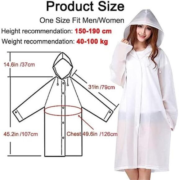 Rain Ponchos for Adults Reusable, 2 Pcs Raincoats Emergency for Women Men - Picture 3 of 6
